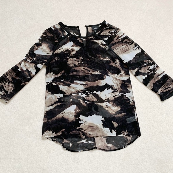 Mossimo Blouse 3/4 sleeve blouse LIKE NEW! Size XS neutral tones - Picture 2 of 5